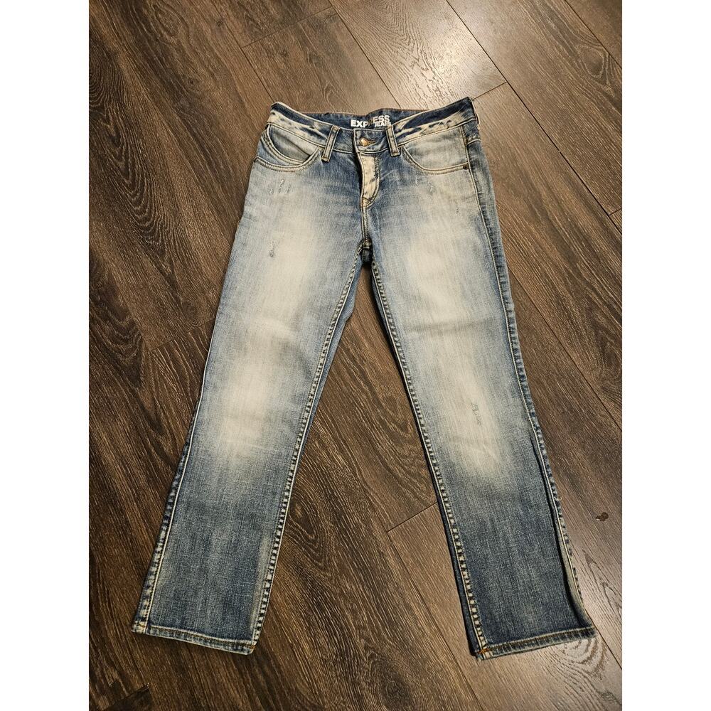 Express Button Fly Light wash distressed Stretch Denim Jeans